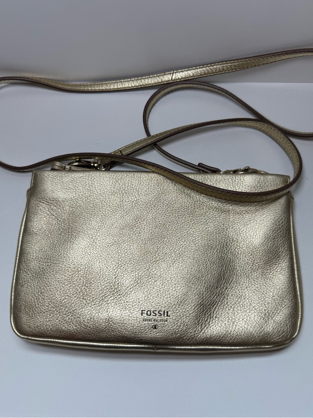 Fossil Metallic Gold Leather Crossbody Bag